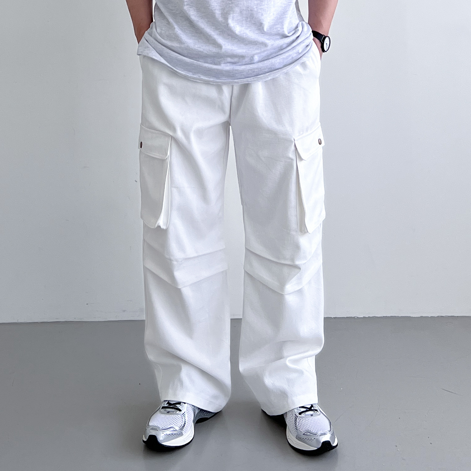 백바지 통넓은바지 파라슈트팬츠 남자와이드팬츠 - 상세 이미지 2