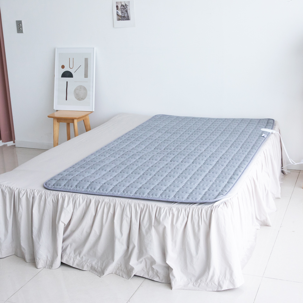 한일의료기 카본 탄소매트 전기 온열매트 침대용 전기장판 1인용 싱글 파스텔 그레이