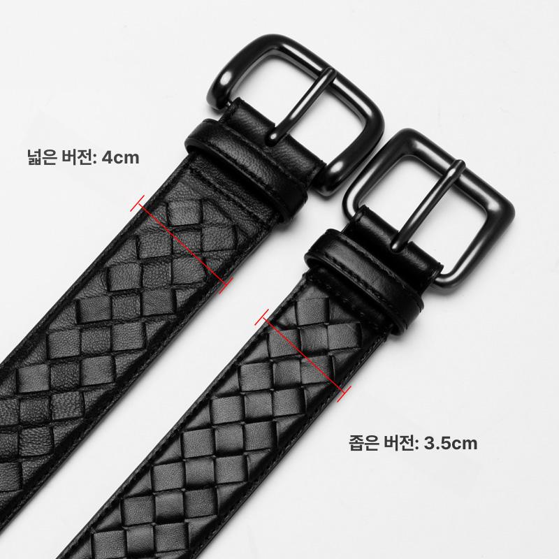 소가죽 남성 벨트 버클 회색 혁대 허리띠 빅사이즈 로열블랙 와이드 4.0 95cm - 상세 이미지 5