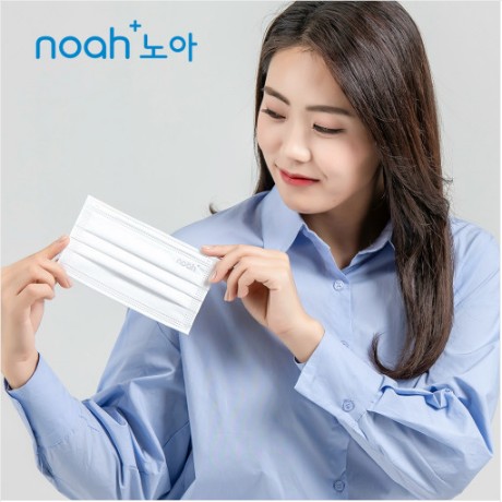 국내생산 노아 3중 데일리 일회용 덴탈 마스크 L(대형), 화이트, 100개