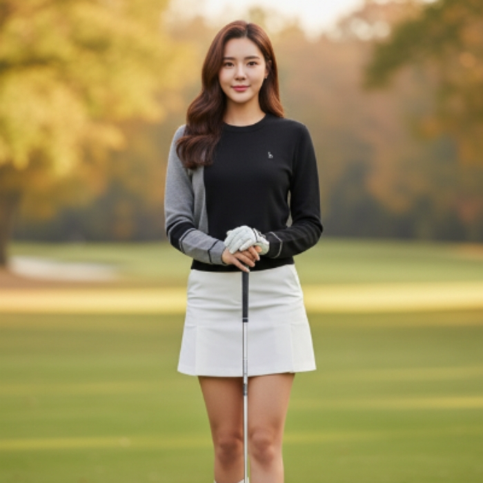 헤지스골프 가을 여자 부드럽고 따뜻한 스웨터 골프웨어 니트 골프티셔츠 - 상세 이미지 2