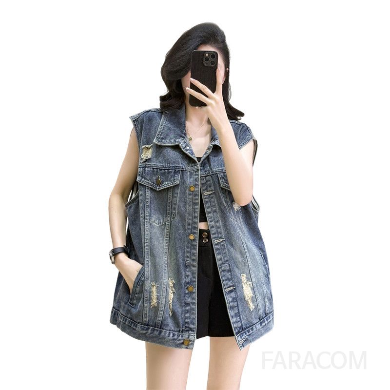 헐렁하고 박시한 여성 데님 청자켓 오버핏 스타일로 편안한 착용감의 겨울 아우터 패셔너블한 디자인으로 다양한 코디 가능 - 상세 이미지 5