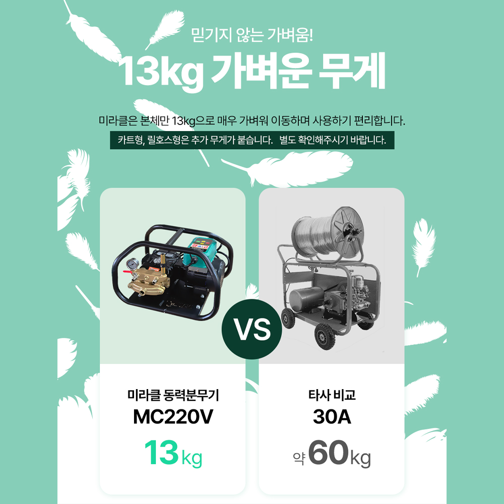 미라클 전기 동력분무기 엔진 농약 살포기 MC220V 전동세척기 - 상세 이미지 2