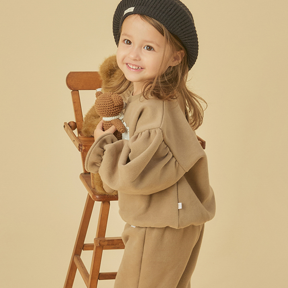 빌리 슈아 기모 맨투맨 티셔츠-브라운  (1-4Y)