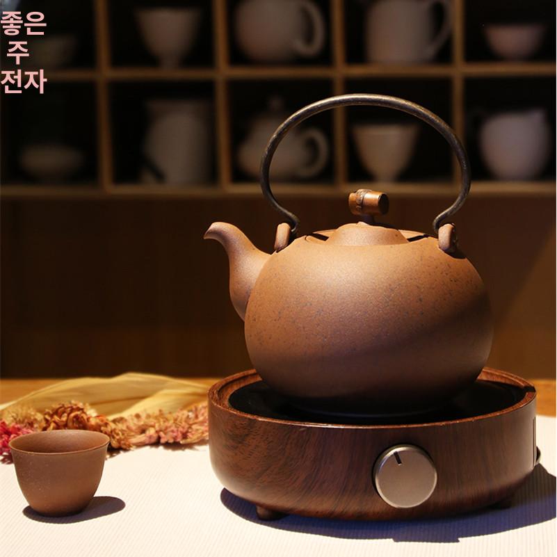 차 인덕션 하이라이트 월넛 티팟 주전자 티워머 스토브 모조 녹색 세라믹 주전자 - 상세 이미지 4