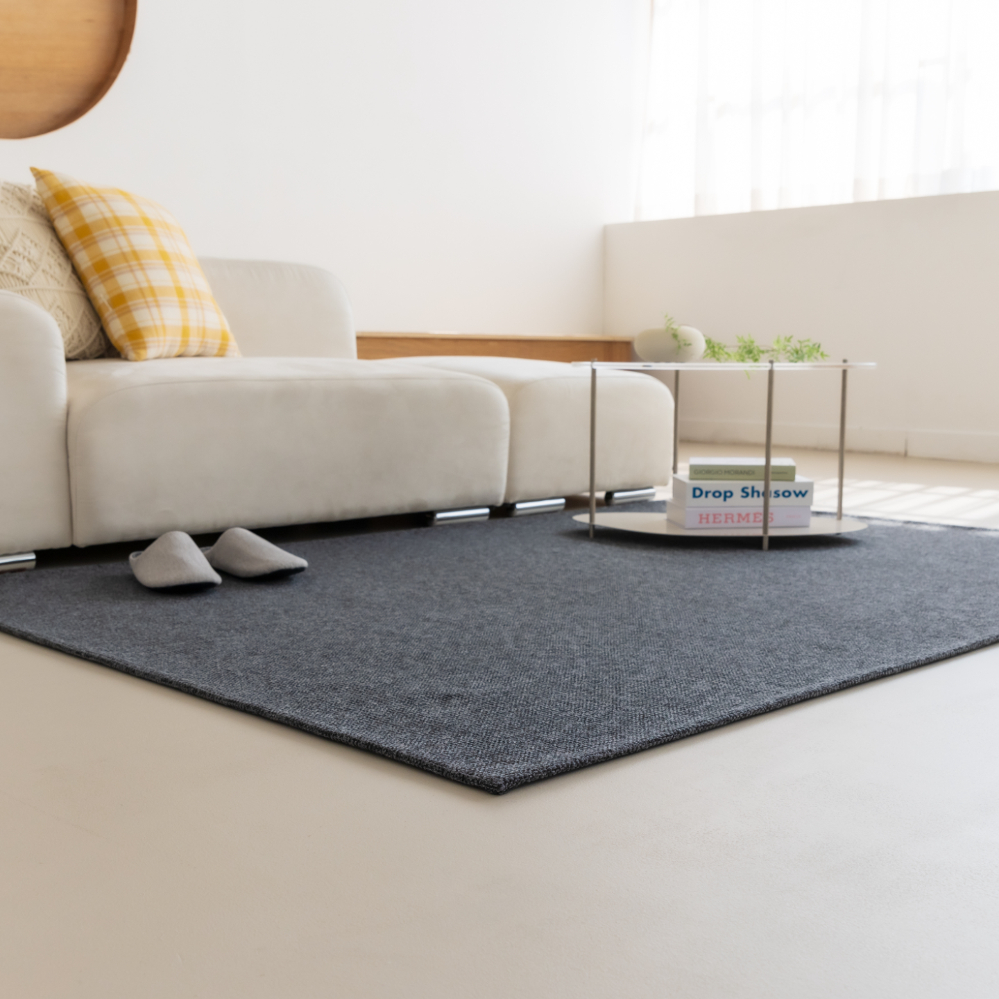 네추럴 방수러그 사이잘룩 대형 거실 식탁 카페트 차콜그레이, 사각형 200x300