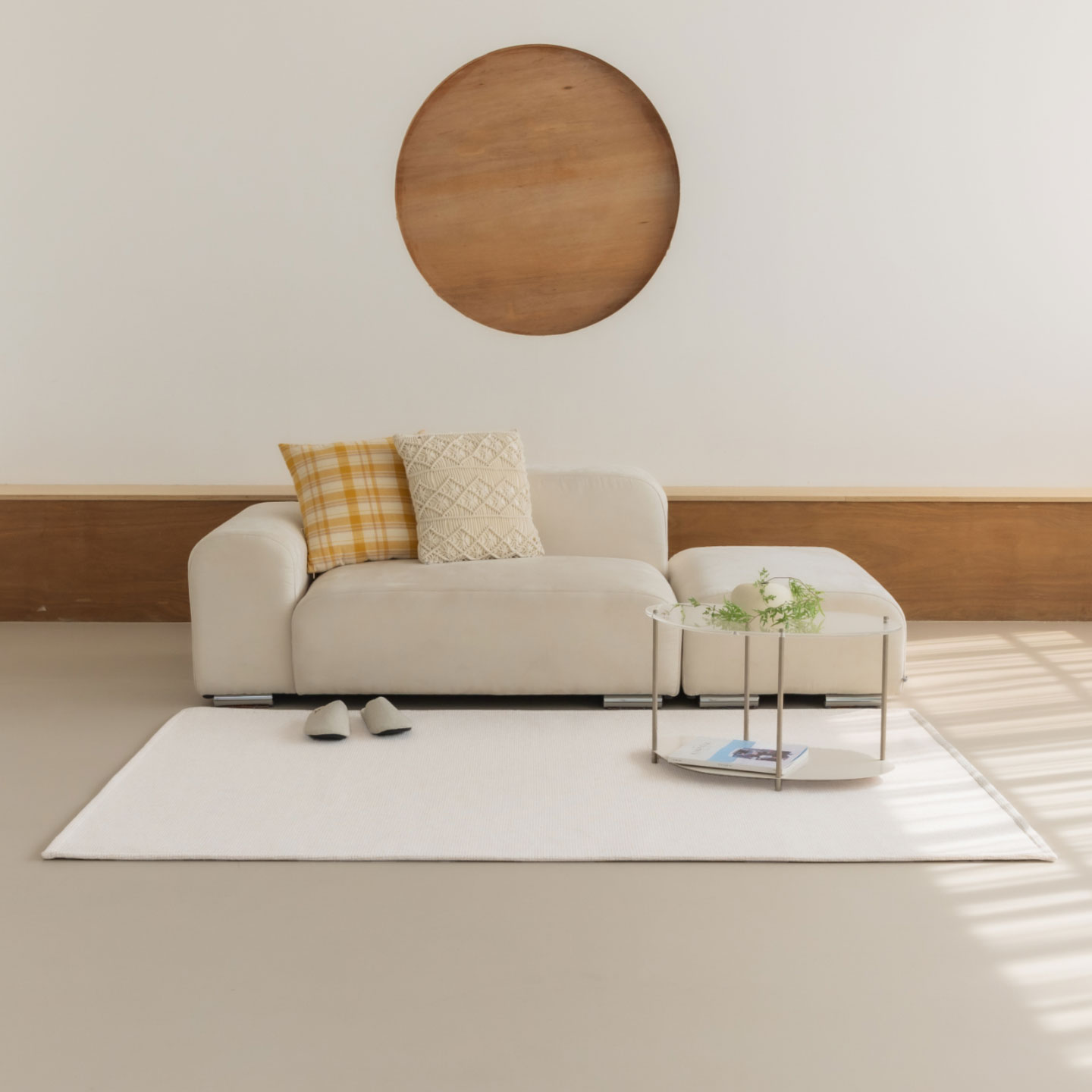 네추럴 방수러그 사이잘룩 대형 거실 식탁 카페트 오프화이트, 사각형 200x300