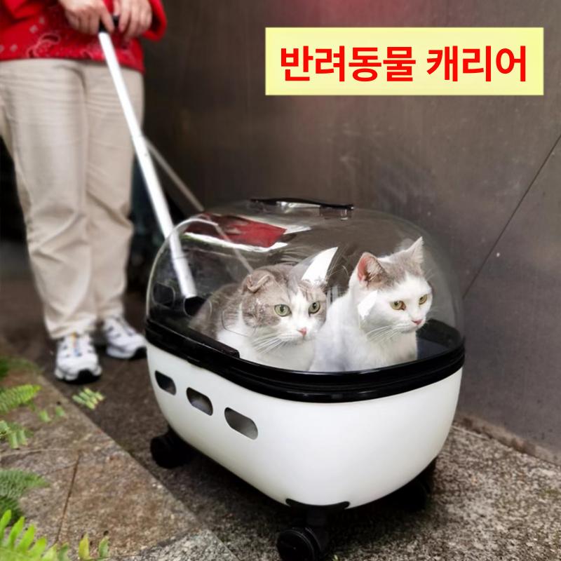 고양이 바퀴달린 캐리어 이동장 강아지 투명 가방 외출 K45 분리형접이식 11kg 4.5kg 쿠션 포함 - 상세 이미지 2