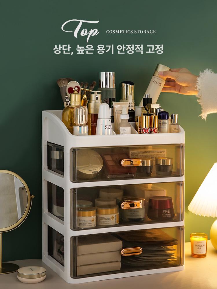 솔비에 화장품정리선반 정리대 선반 화장대 투명 진열대 정리함 검정 중형 4단 - 상세 이미지 5