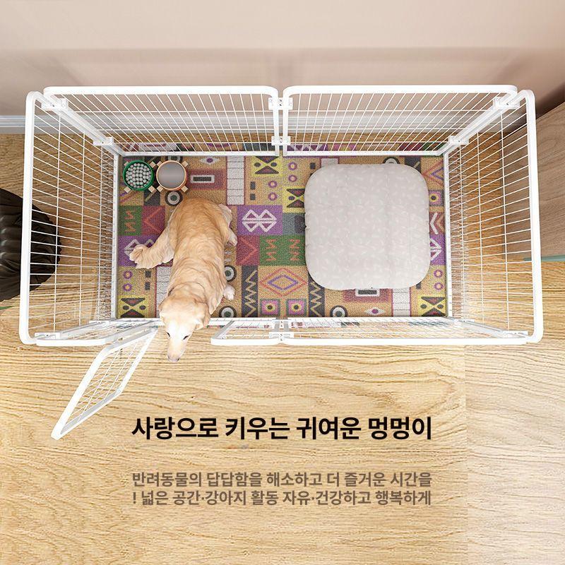강아지 펜스 울타리 고양이 펫룸 팬스 안전문 가림막 견사 실내 가정용 야외 겸용 철장 대형 심플화이트 4패널 61x61x61 소형견용 - 상세 이미지 5