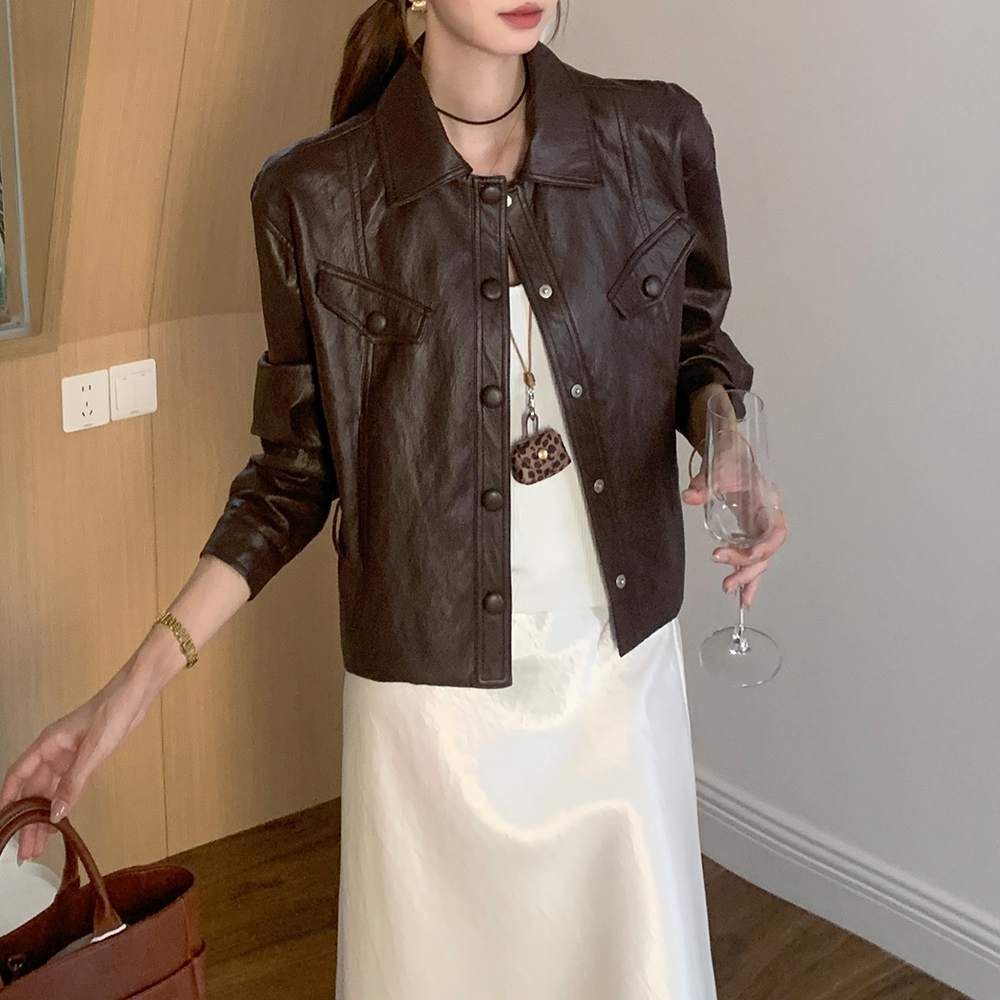 라이더자켓 카라 가을 미디 레이어드 간절기아우터 여자 데이트룩 - 상세 이미지 3