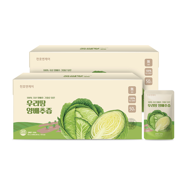 천호엔케어 100% 국산 양배추만 담은 우리땅 양배추즙 90ml X 100포 - 상세 이미지 2