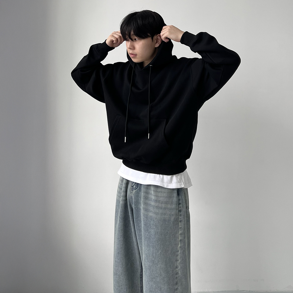 1+1 무지후드티 오버핏후드티 남자크롭후드 - 상세 이미지 5