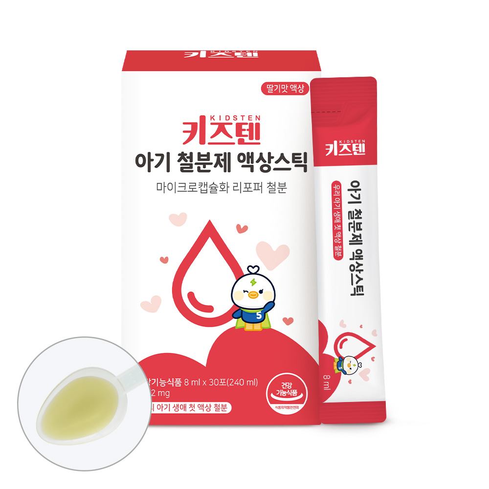 키즈텐 아기 어린이 두돌 비헴철 철분 영양제 철분제 액상 스틱 8ml, 1개