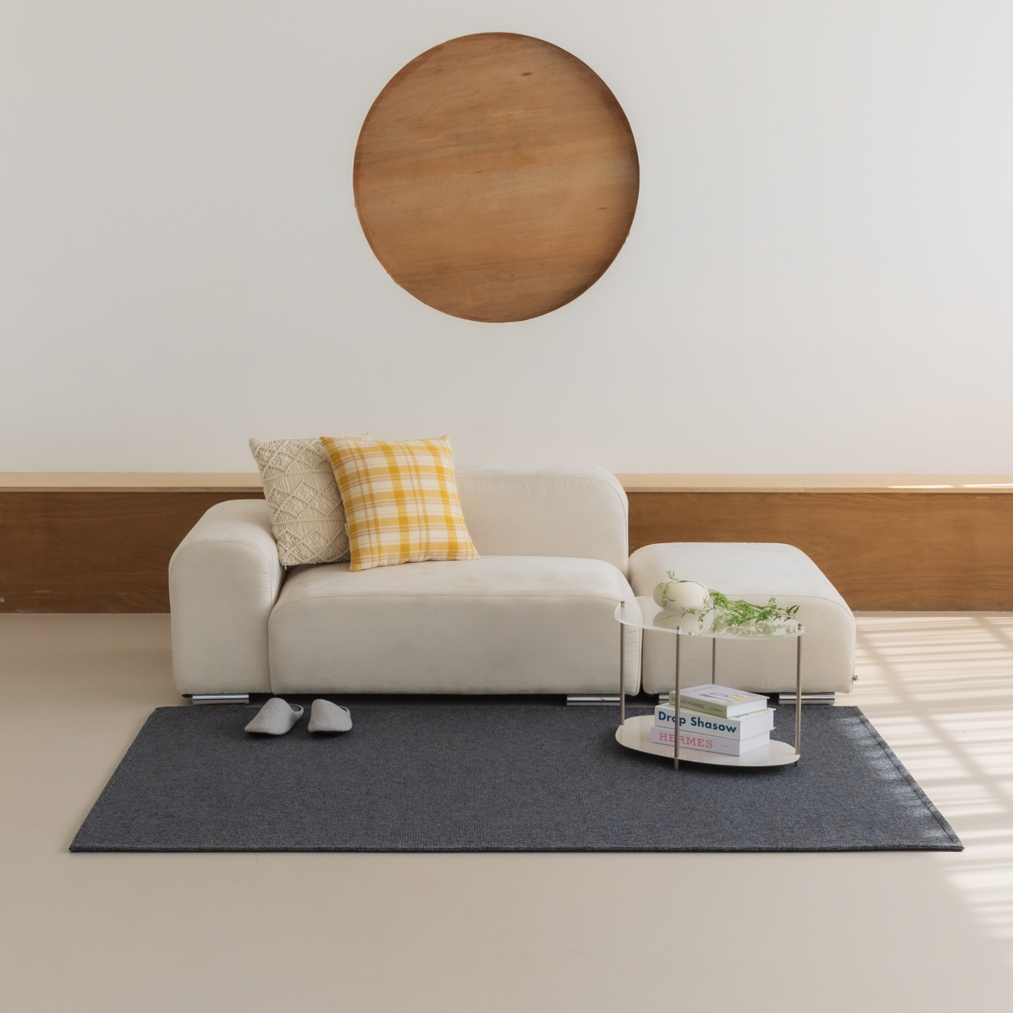 네추럴 방수러그 사이잘룩 대형 거실 식탁 카페트 차콜그레이, 사각형 200x300