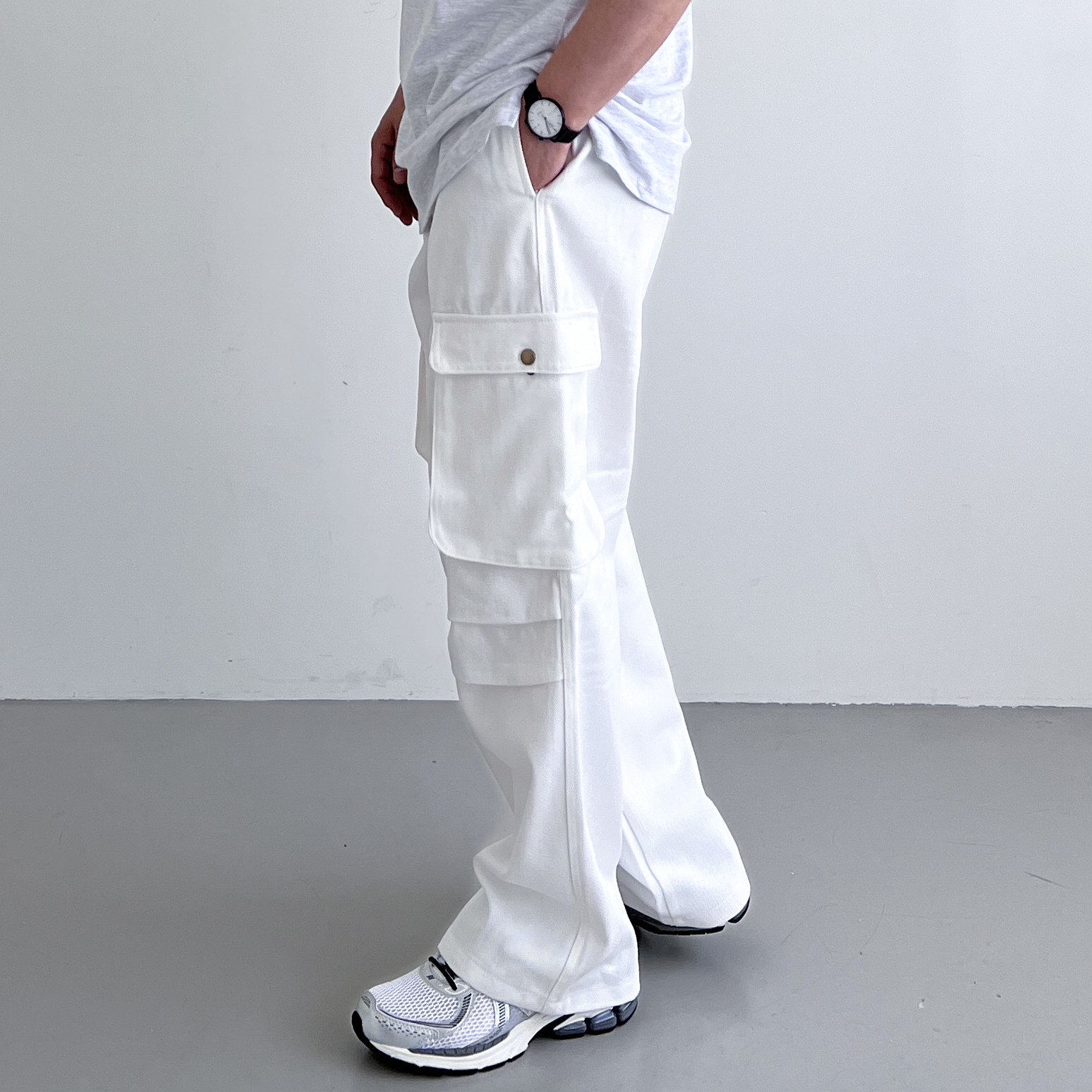 백바지 통넓은바지 파라슈트팬츠 남자와이드팬츠 - 상세 이미지 5