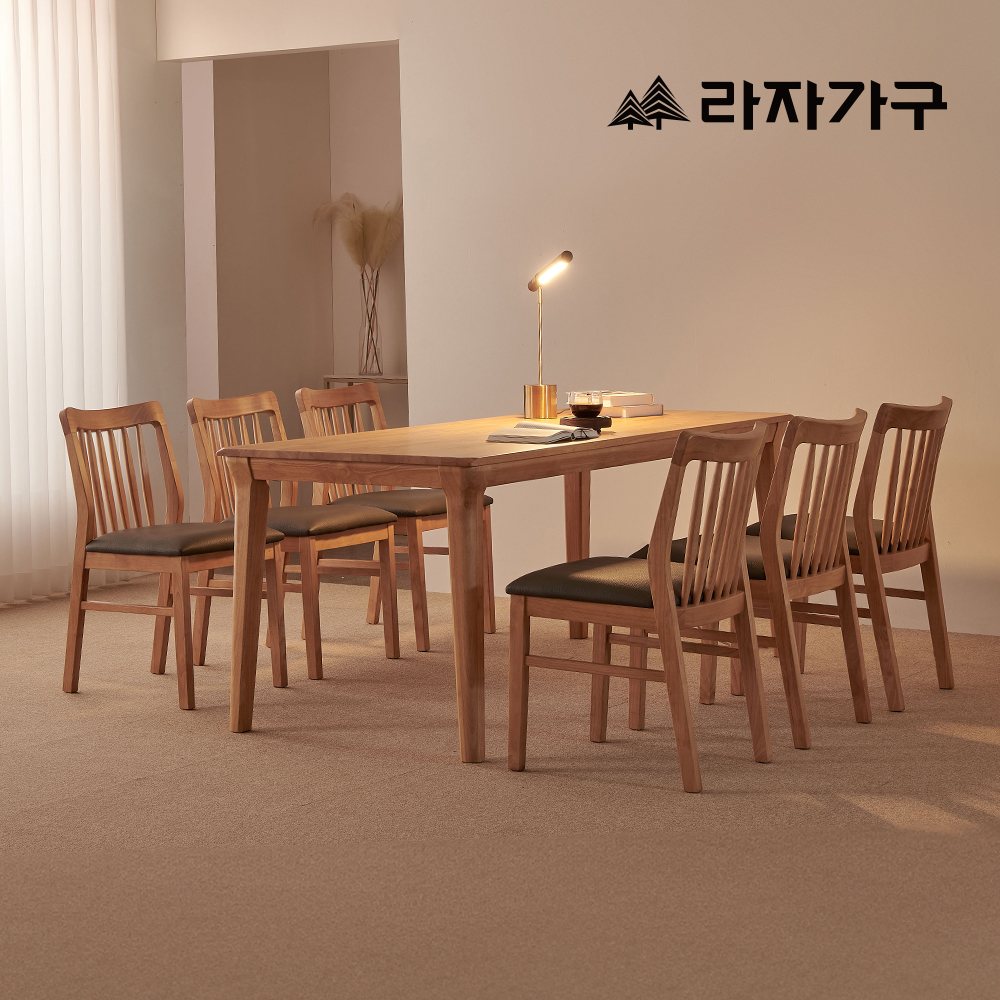 라자가구 데니스 포세린 세라믹 원목 4인 6인 거실 다이닝 식탁세트 식탁+라운드형의자6, 1800mm, 원목테이블 - 상세 이미지 2