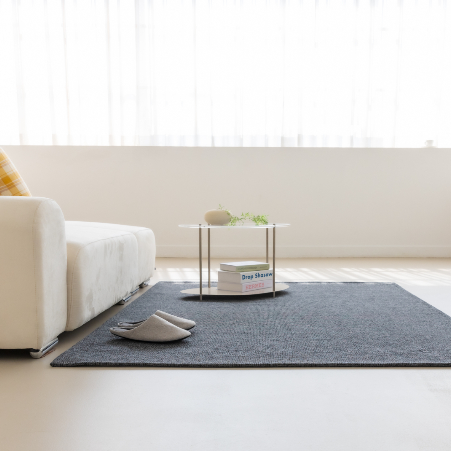 네추럴 방수러그 사이잘룩 대형 거실 식탁 카페트 차콜그레이, 사각형 200x300