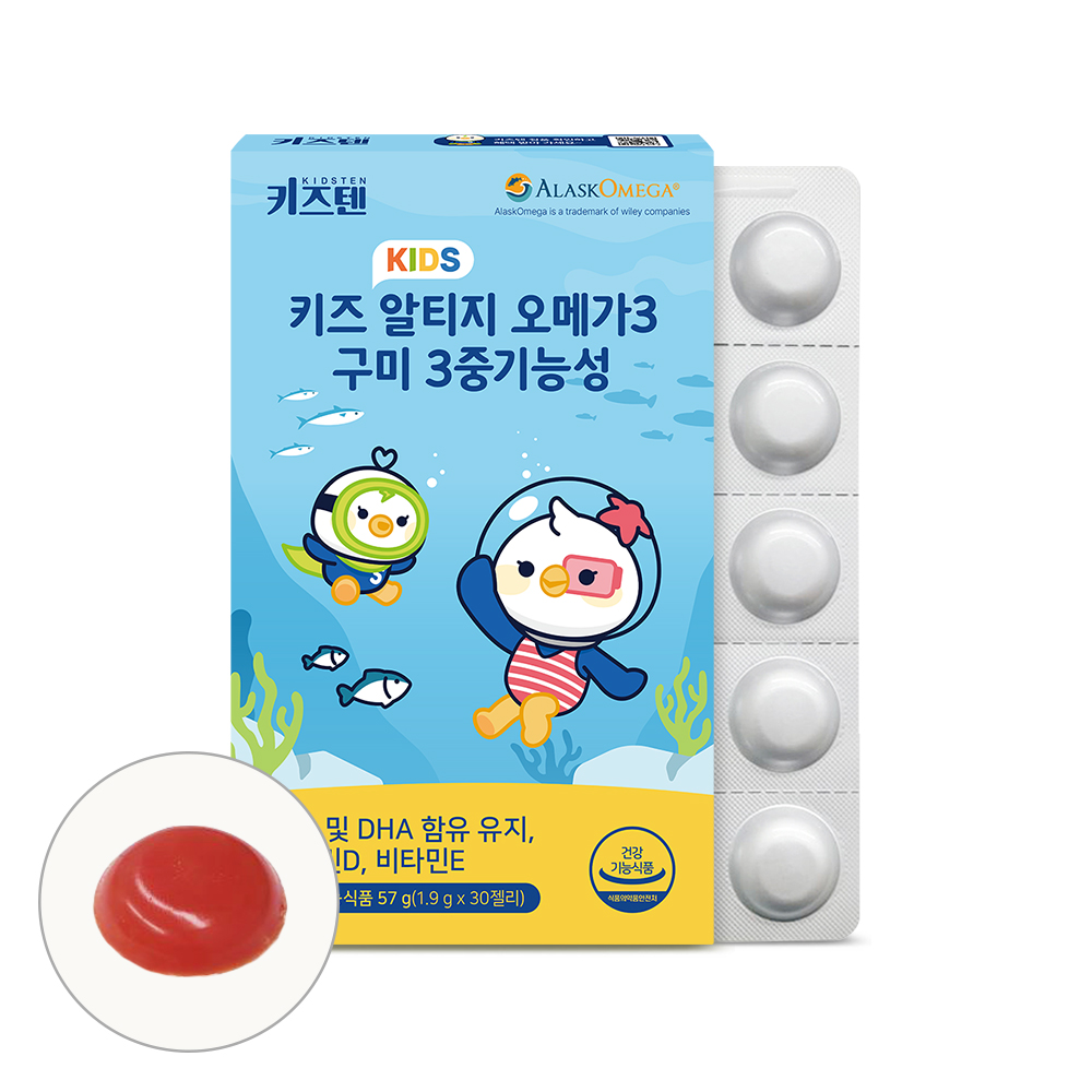 키즈텐 알티지 오메가3 알래스카 순도80% 키즈 초등학생 비타민D 젤리 30구미, 1개