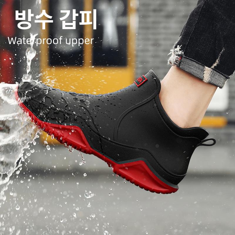 남성 숏 레인부츠 경량 비올 미끄럼방지 장마철신발 장마철 남자장화 키높이 발목 작업화 베이지 프리미엄 39 - 상세 이미지 4