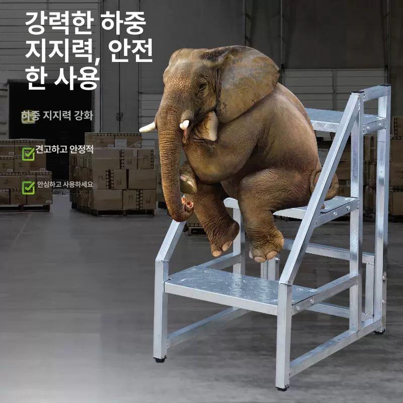 철제 계단 이동식 디딤대 창고 물류 사다리 작업대 4단 60x100 바퀴 있음 - 상세 이미지 3