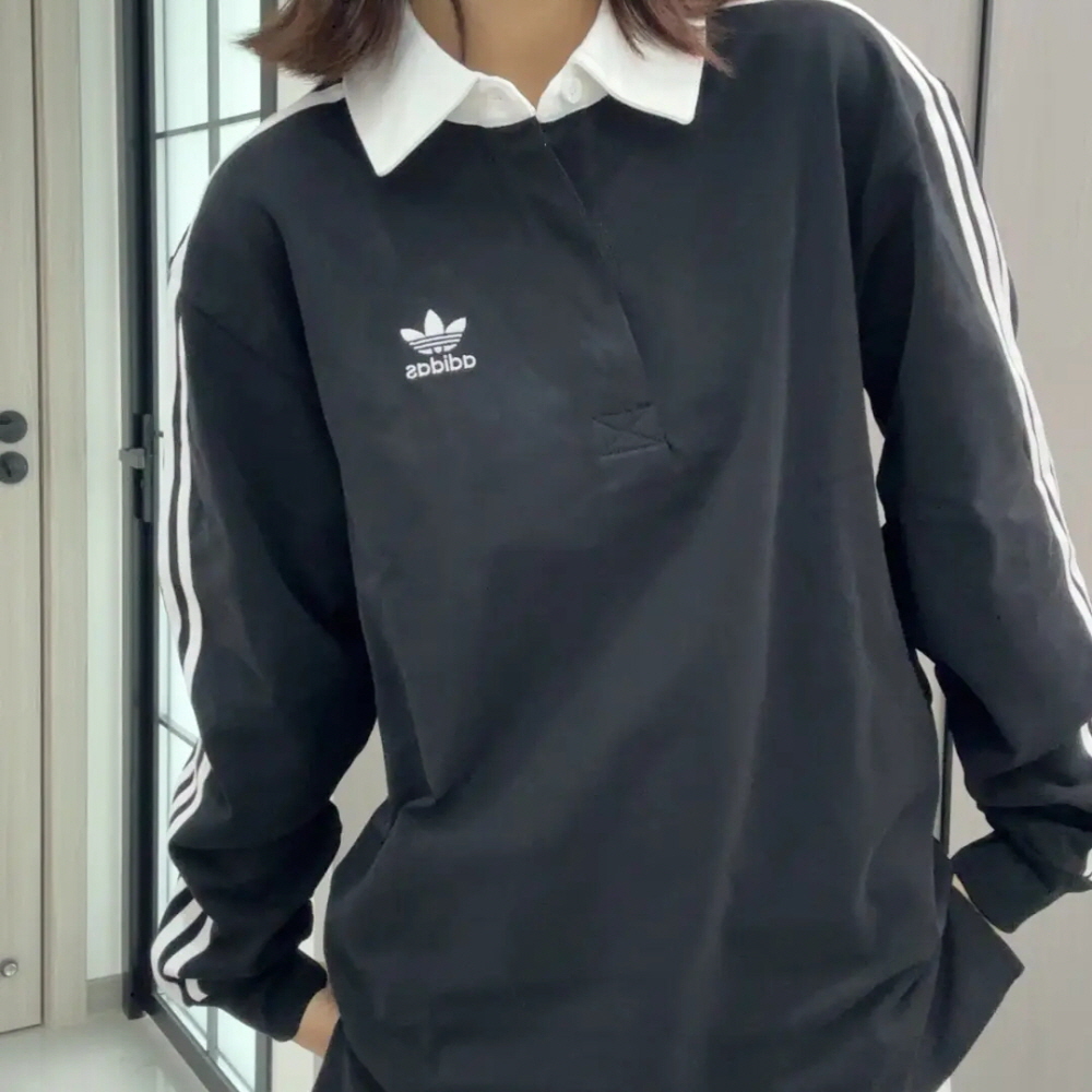 아디다스 오리지널 럭비 폴로 긴팔 티셔츠 롱슬리브 블랙 IZ4806 이미지 7
