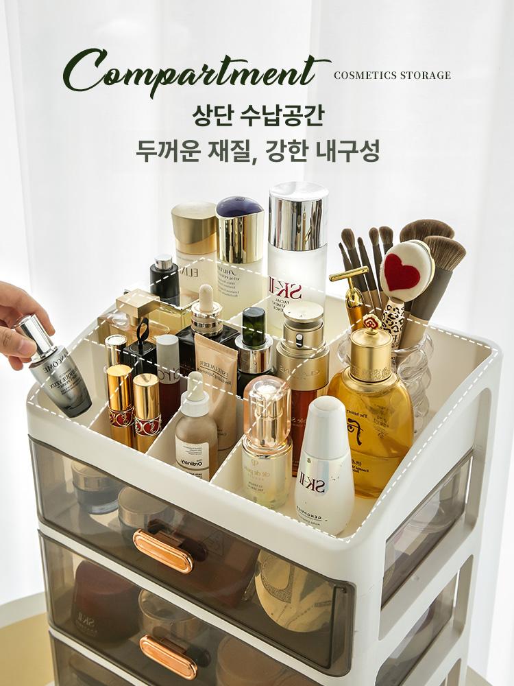 솔비에 화장품정리선반 정리대 선반 화장대 투명 진열대 정리함 검정 중형 4단 - 상세 이미지 4
