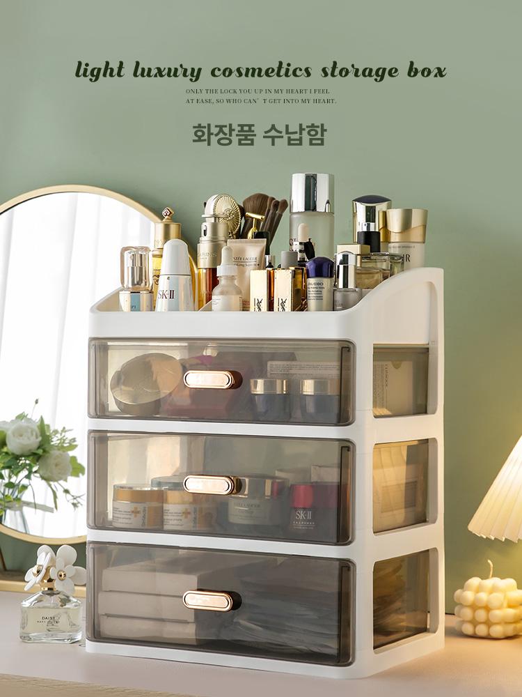 솔비에 화장품정리선반 정리대 선반 화장대 투명 진열대 정리함 검정 중형 4단 - 상세 이미지 2