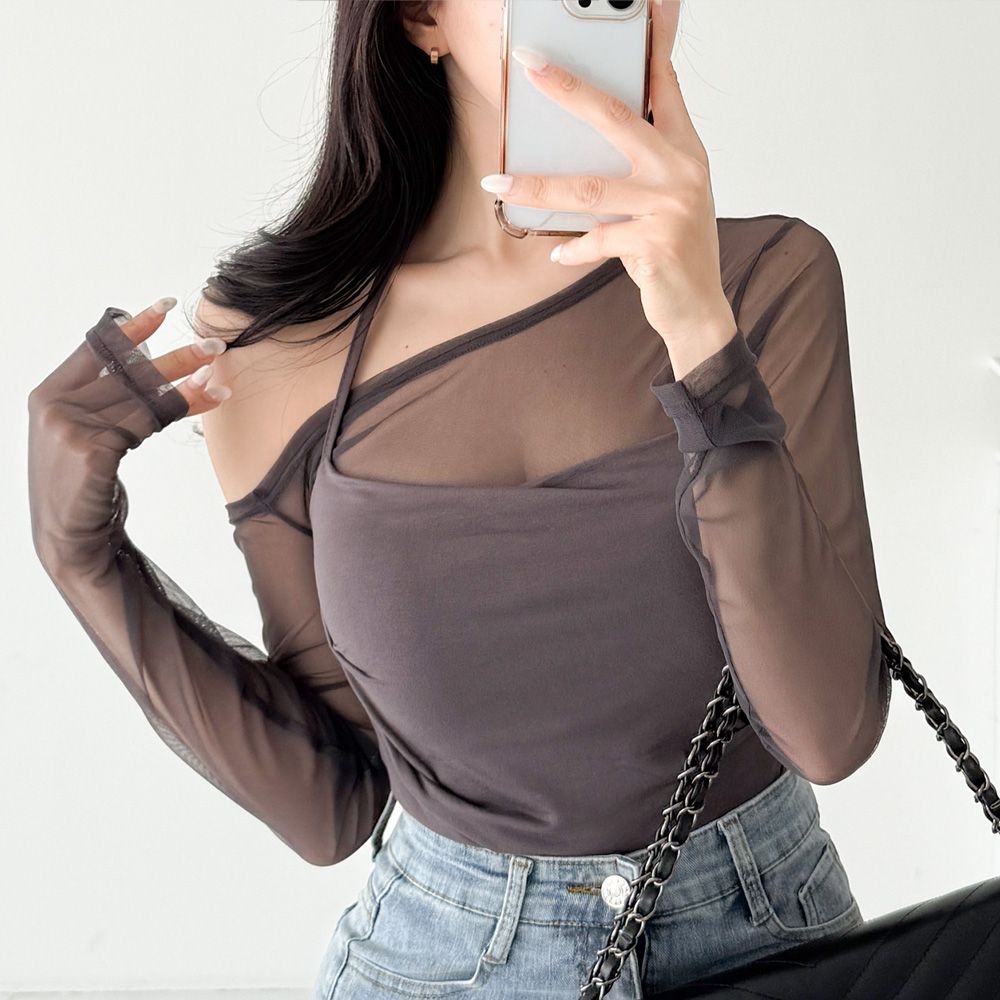 카라넬 여성티셔츠 시스루티 보트넥 섹시 AC1216 - 상세 이미지 5