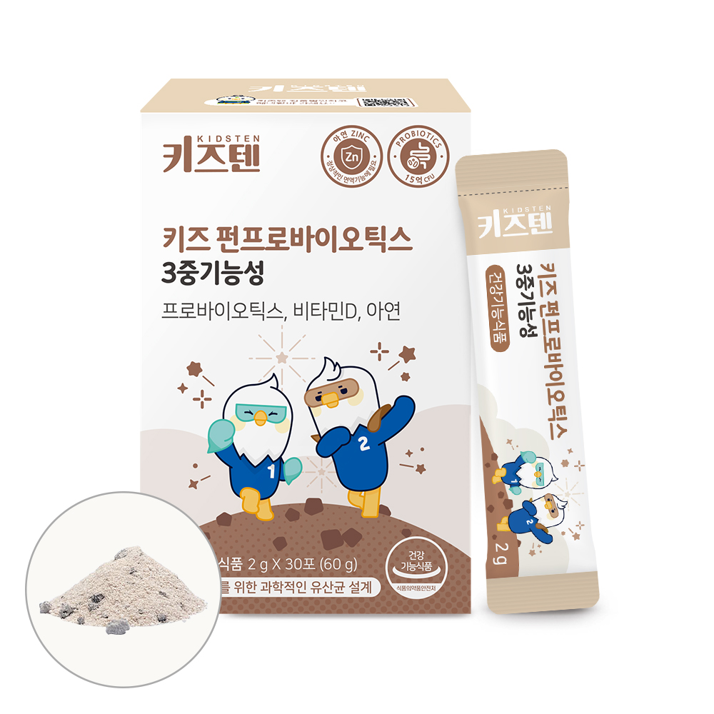 키즈텐 맛있는 크런키 아기 키즈 펀 프로바이오틱스 유산균 영양제 30포, 1개