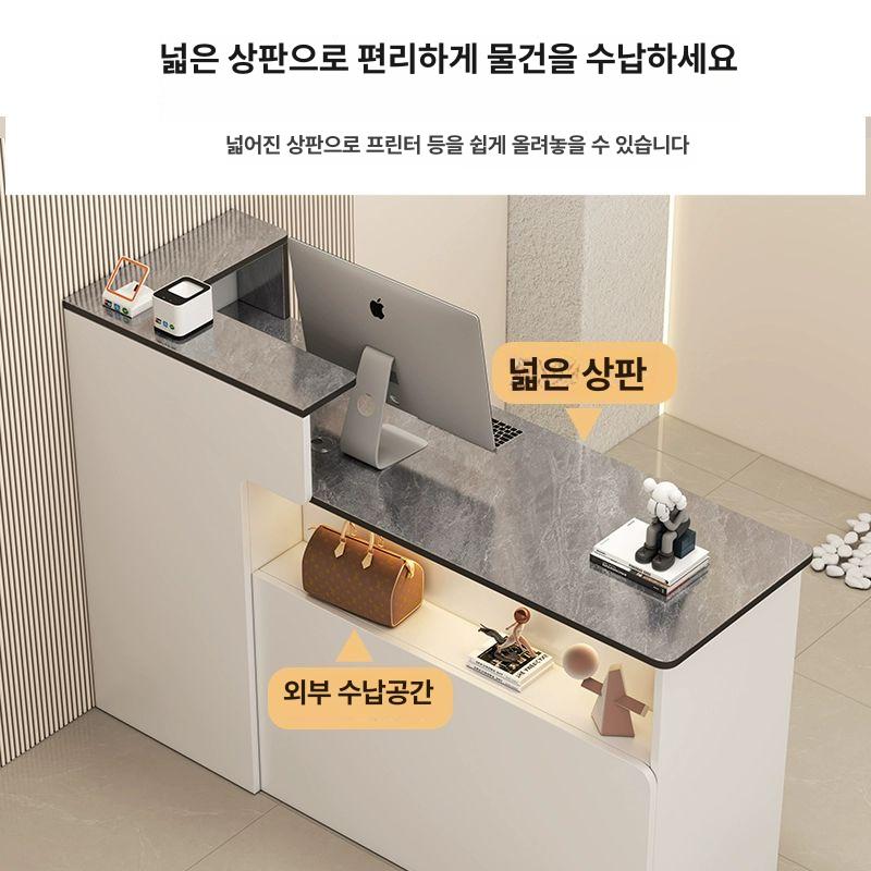 미용실 안내 데스크 병원 무광 두꺼움 소형카운터 무테 사무실 무광택 식당 계산대 카운터 경제형모델 70x45x100cm 옐로우 - 상세 이미지 5