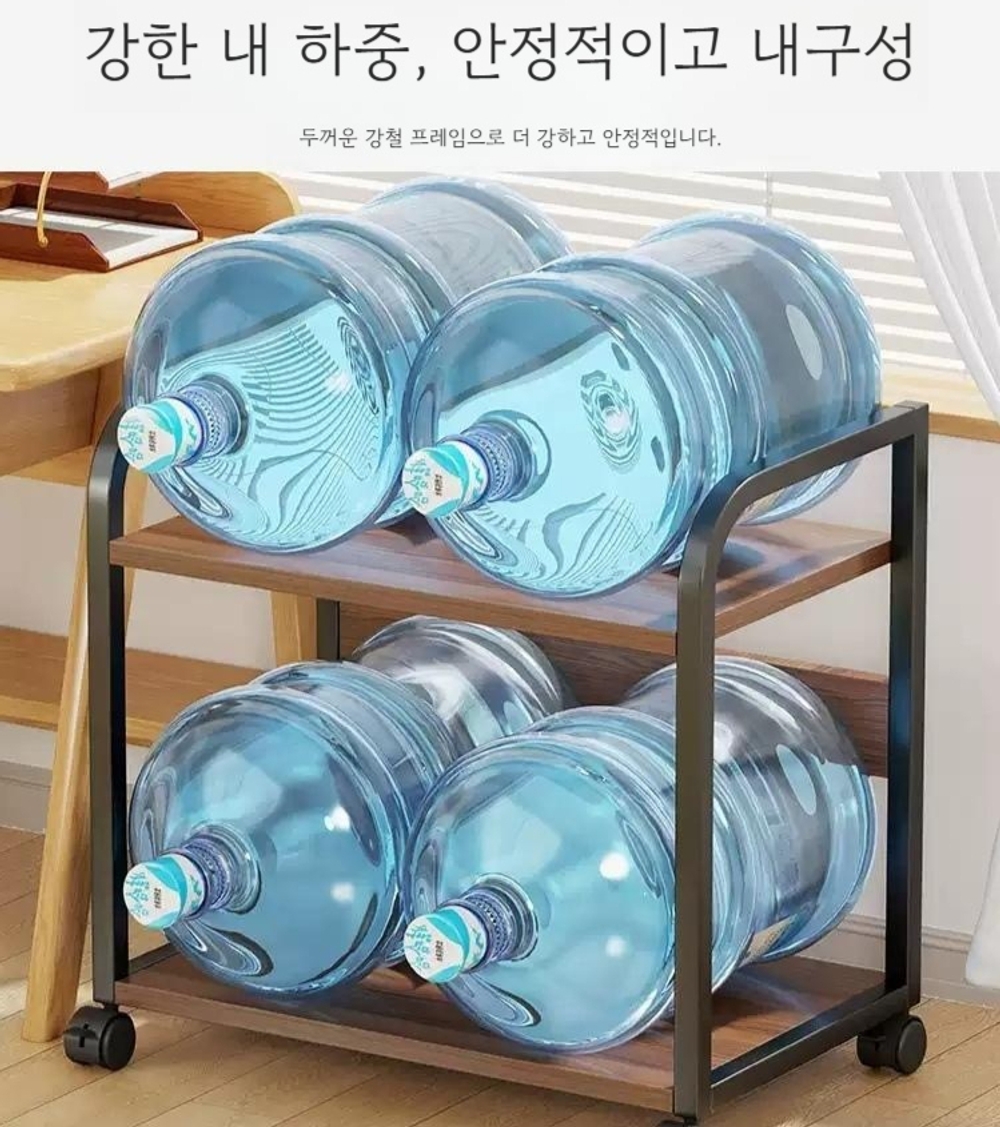PC 컴퓨터본체받침대 컴퓨터책상정리 데스크탑선반 2단 블랙 프레임 월넛 이미지 6
