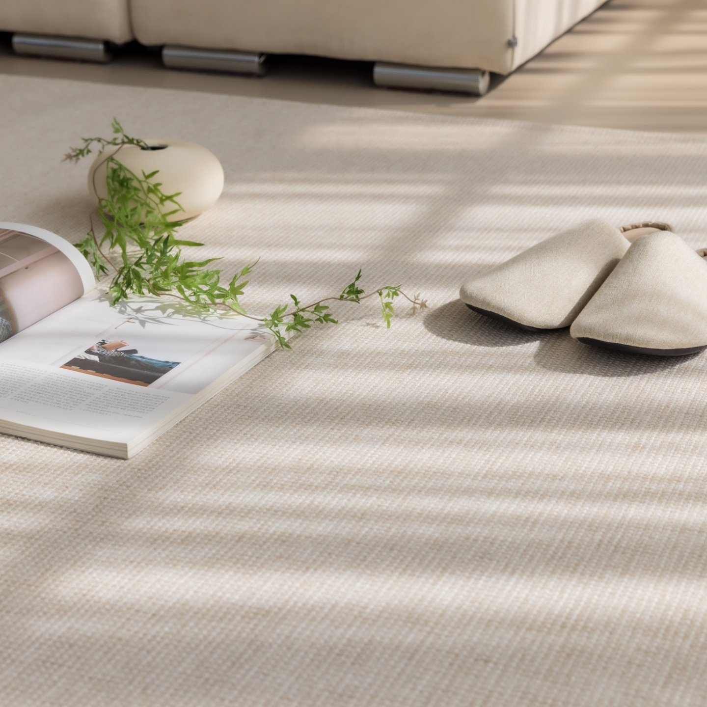 네추럴 방수러그 사이잘룩 대형 거실 식탁 카페트 크림베이지, 사각형 170x230