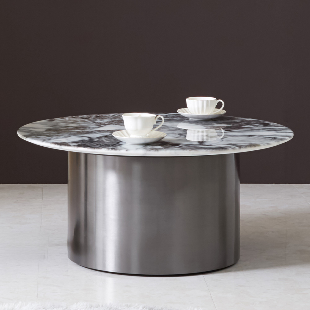 스코나 로바노 원형 대리석 스텐스틸 거실 소파 테이블 L