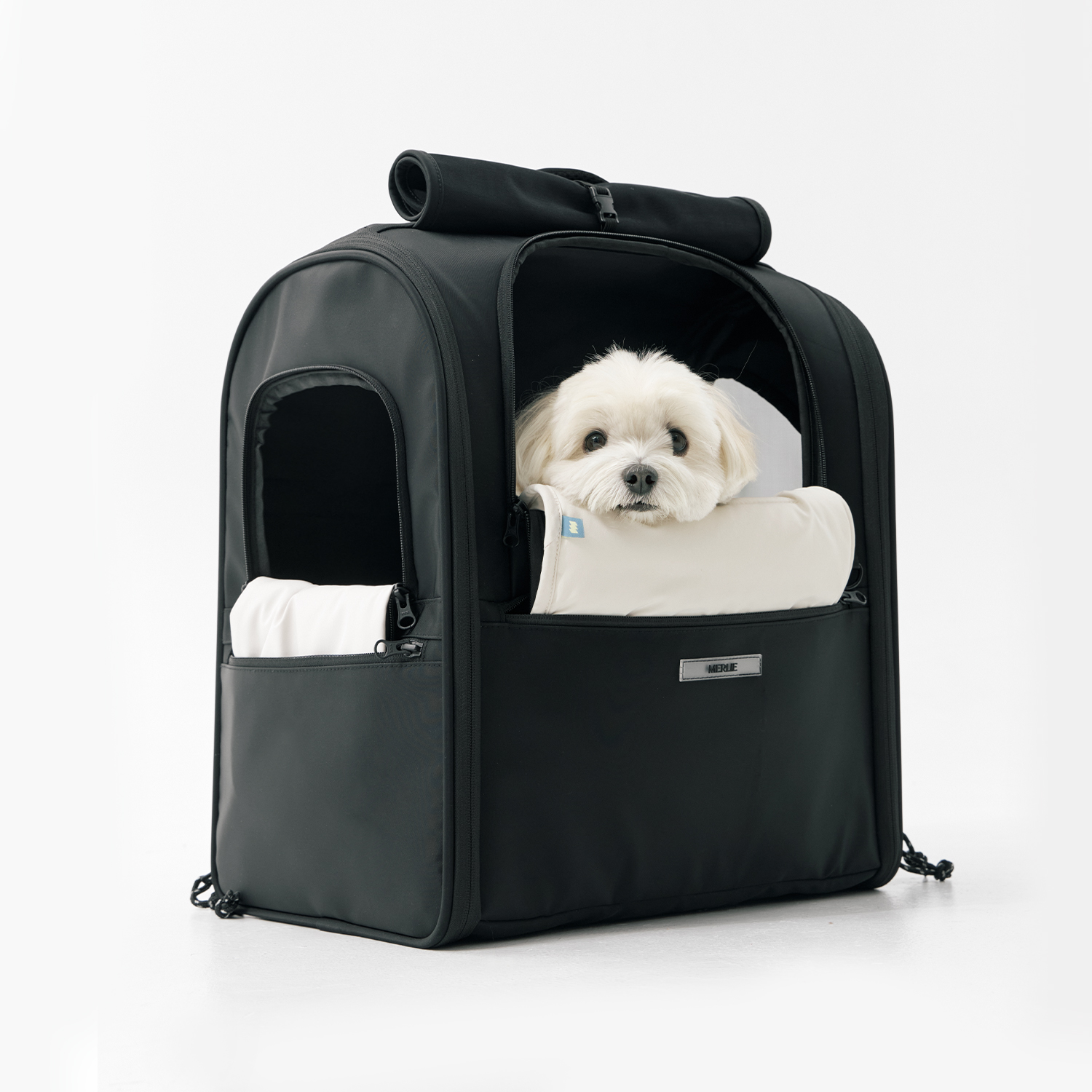 멀리 강아지 이동가방 반려견 백팩 애견 고양이 이동장 쿠션제공 마일러백팩-블랙