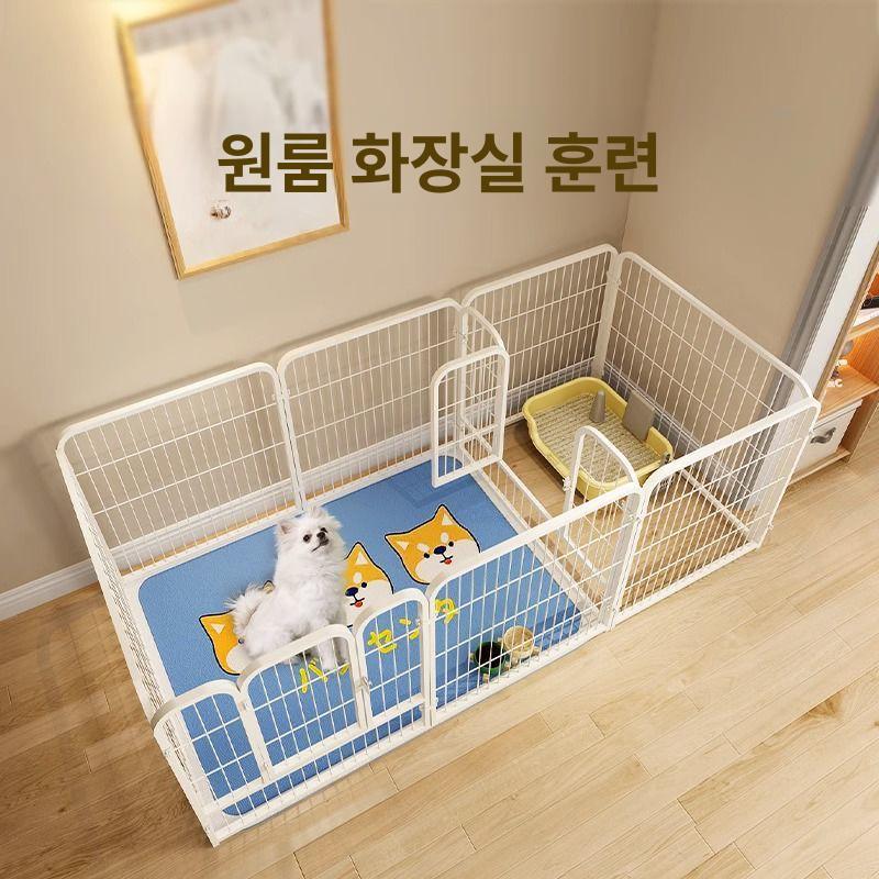 강아지 펜스 울타리 고양이 펫룸 팬스 안전문 가림막 견사 실내 가정용 야외 겸용 철장 대형 심플화이트 4패널 61x61x61 소형견용 - 상세 이미지 2