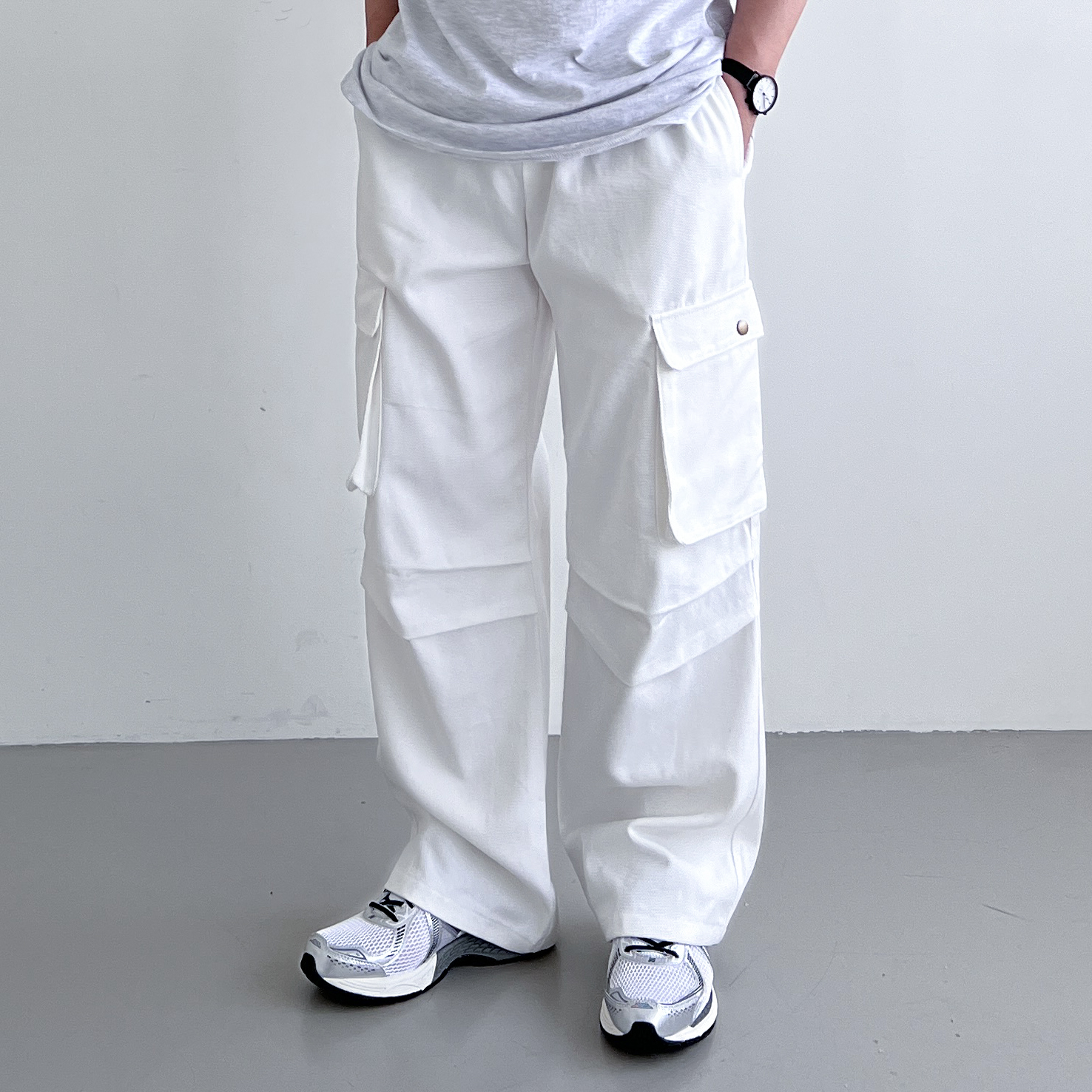 백바지 통넓은바지 파라슈트팬츠 남자와이드팬츠 - 상세 이미지 4