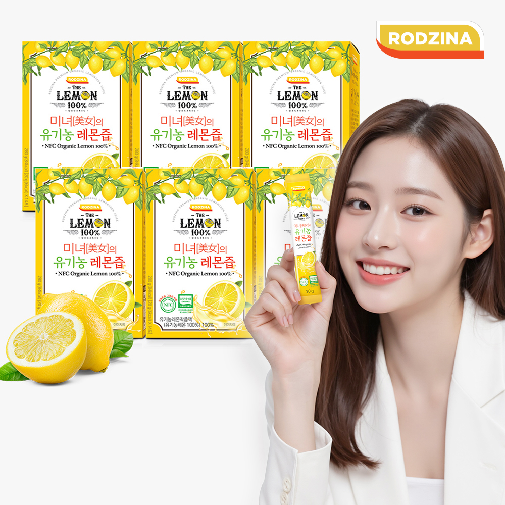 미녀의 레몬즙 100% NFC착즙 유기농 레몬수 스틱 원액 24시간내 14포, 6개