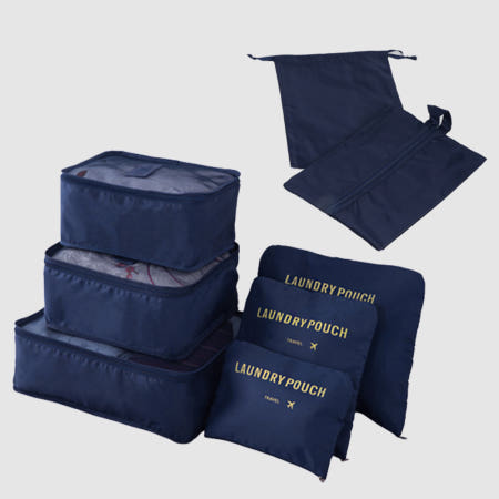 트래블 8종 여행용 다용도 캐리어 정리 파우치 세트 네이비