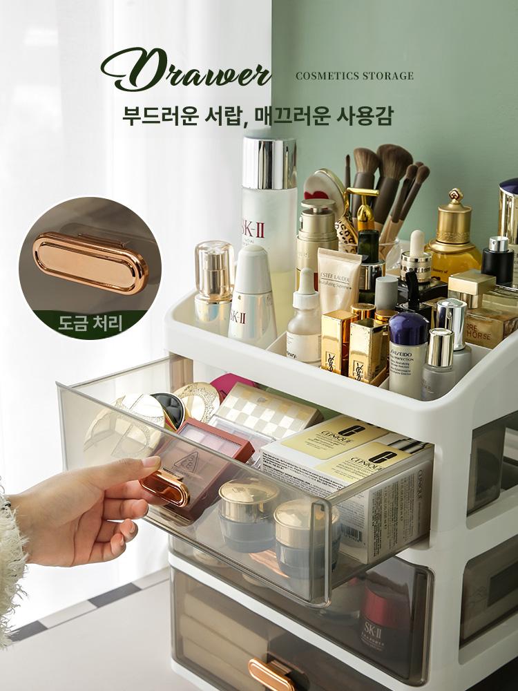 솔비에 화장품정리선반 정리대 선반 화장대 투명 진열대 정리함 검정 중형 4단 이미지 6
