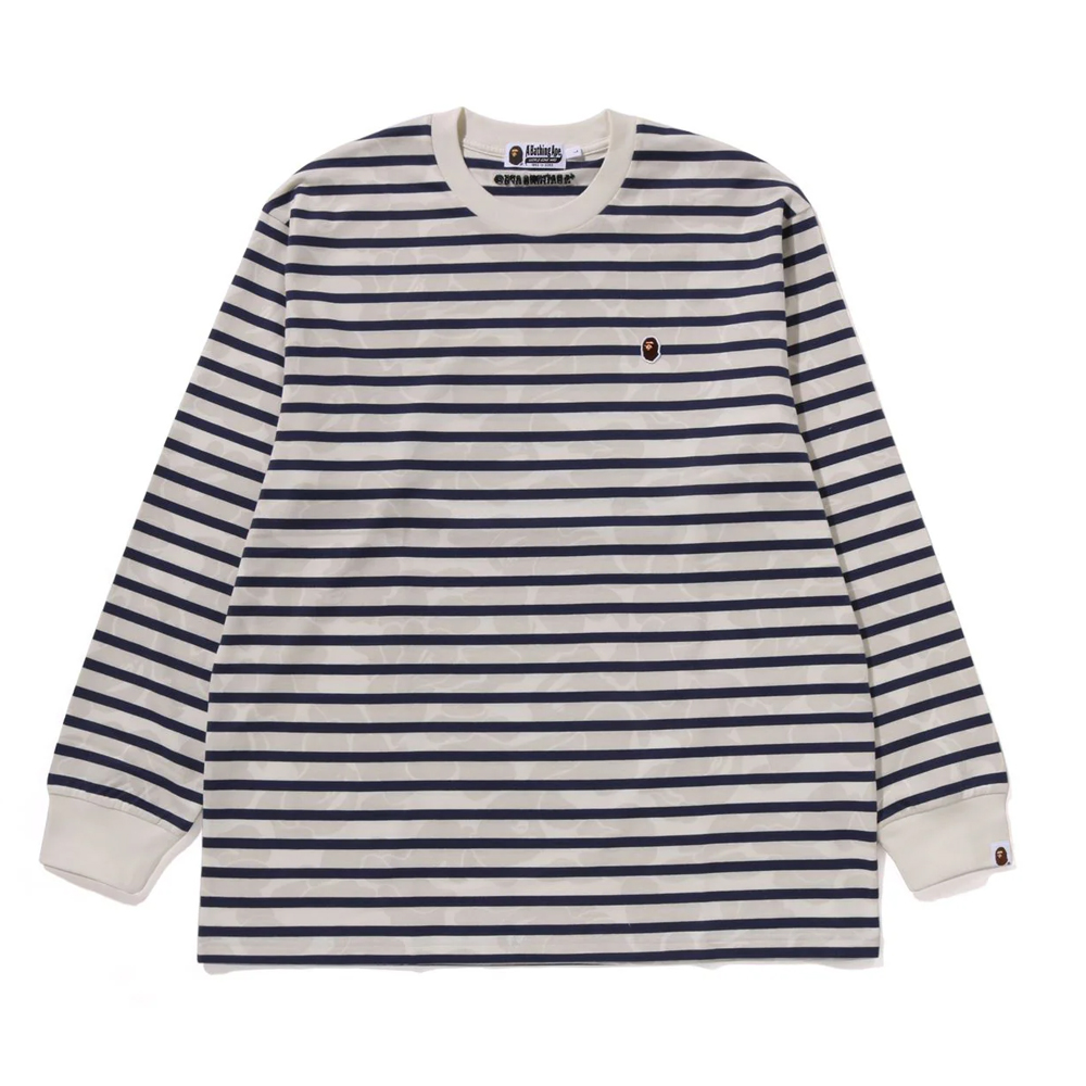 베이프 긴팔티 SOLID CAMO ONE POINT RELAXED FIT STRIPE LS TEE 1L80-111-304 - 상세 이미지 2