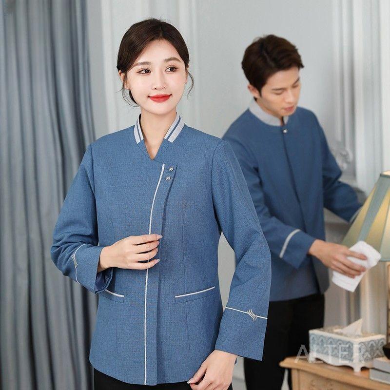 유니폼 여성 미화복 빌딩 옷 미화원 복 근무복 여성 연그레이 상의 L - 상세 이미지 3