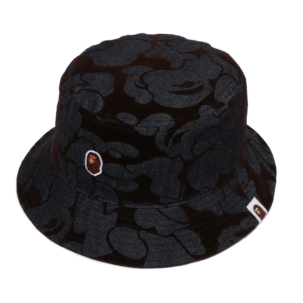 베이프 모자 CAMO FLOCKED DENIM ONE POINT BUCKET HAT 1L80-181-012 - 상세 이미지 2