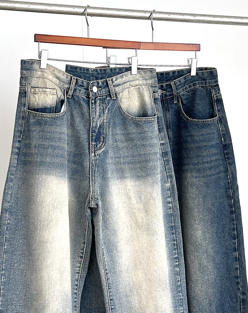 남자 와이드 청바지 워싱 벌룬 데님 팬츠 빅사이즈 이미지 6