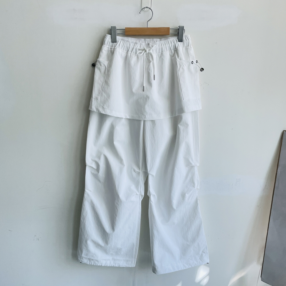 랩치마바지 바스락 카고 와이드팬츠 조거팬츠 키작녀 밴딩 바지 - 상세 이미지 5