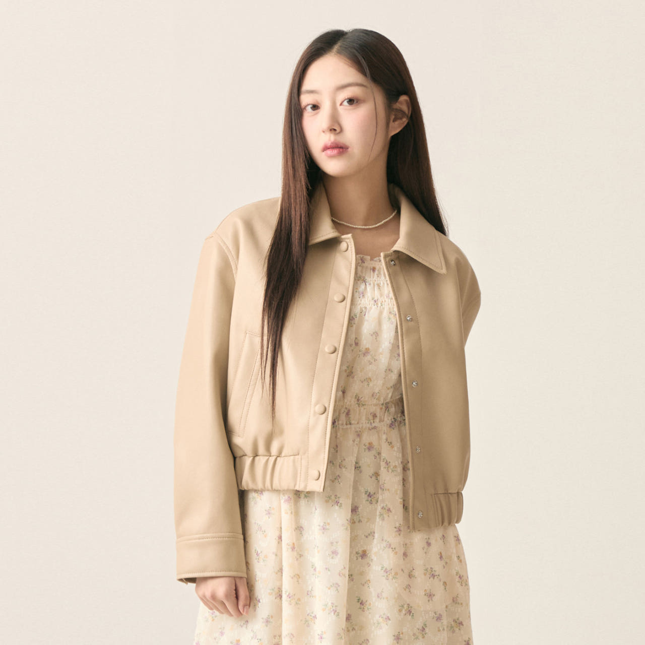 [N배송] 로엠 블루종 페이크 레더 가죽자켓 RMJKF12R15