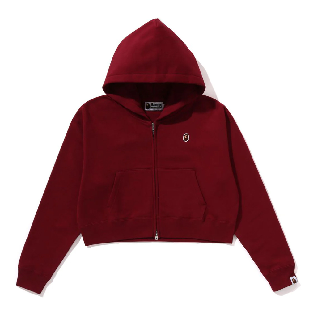 베이프 우먼즈 후드집업 PIGMENT DYED ONE POINT CROPPED ZIP HOODIE 1L80-215-004 - 상품 이미지