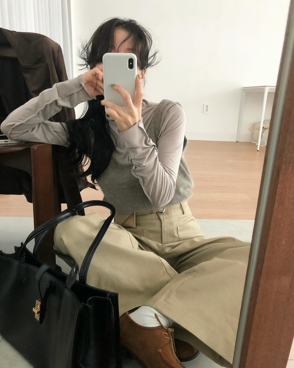 피치에 여성 앙고라 레이어드 이너 뷔스티에 니트 베스트 조끼