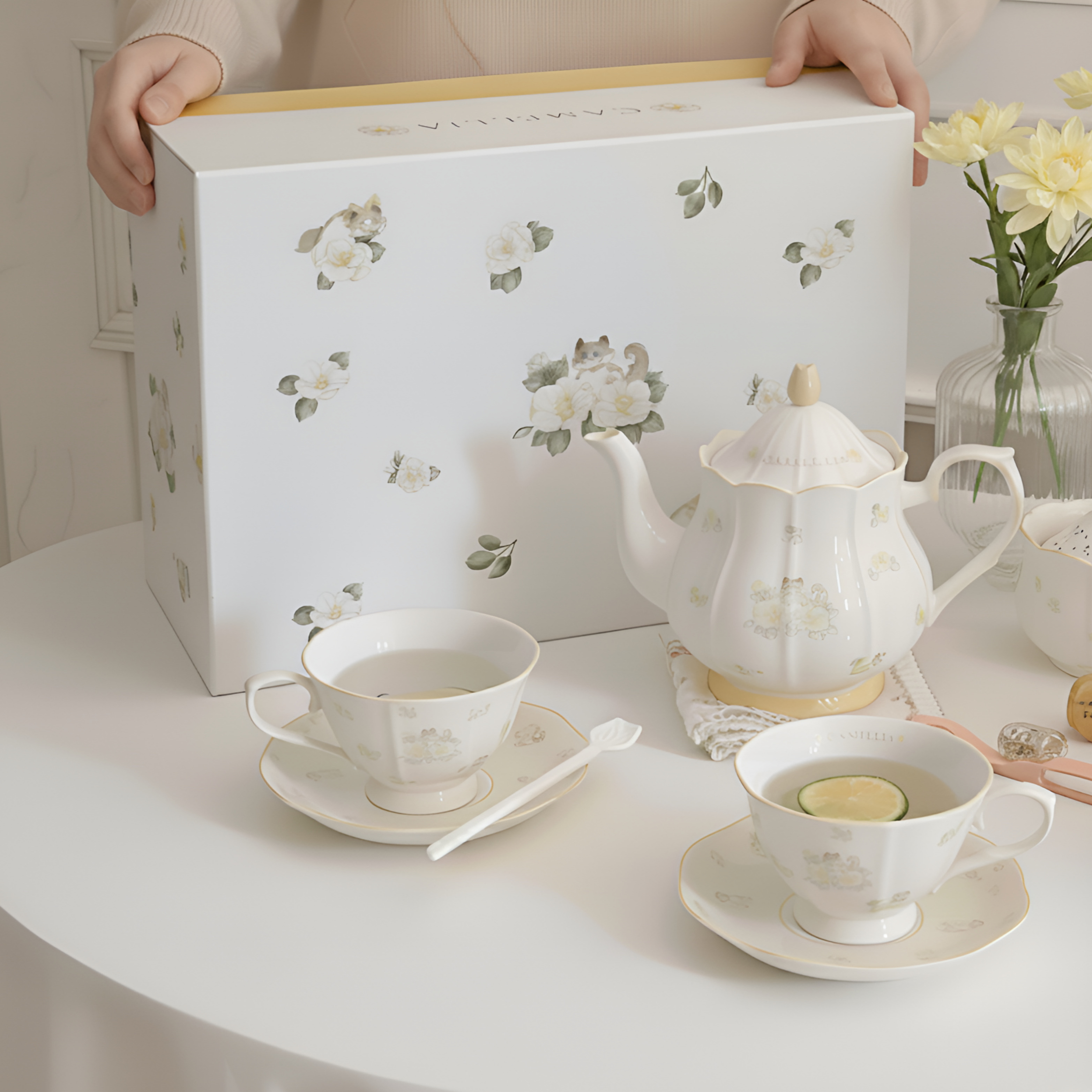 티팟세트 도자기 티포트 집들이선물 신혼부부 차그루 카멜리아