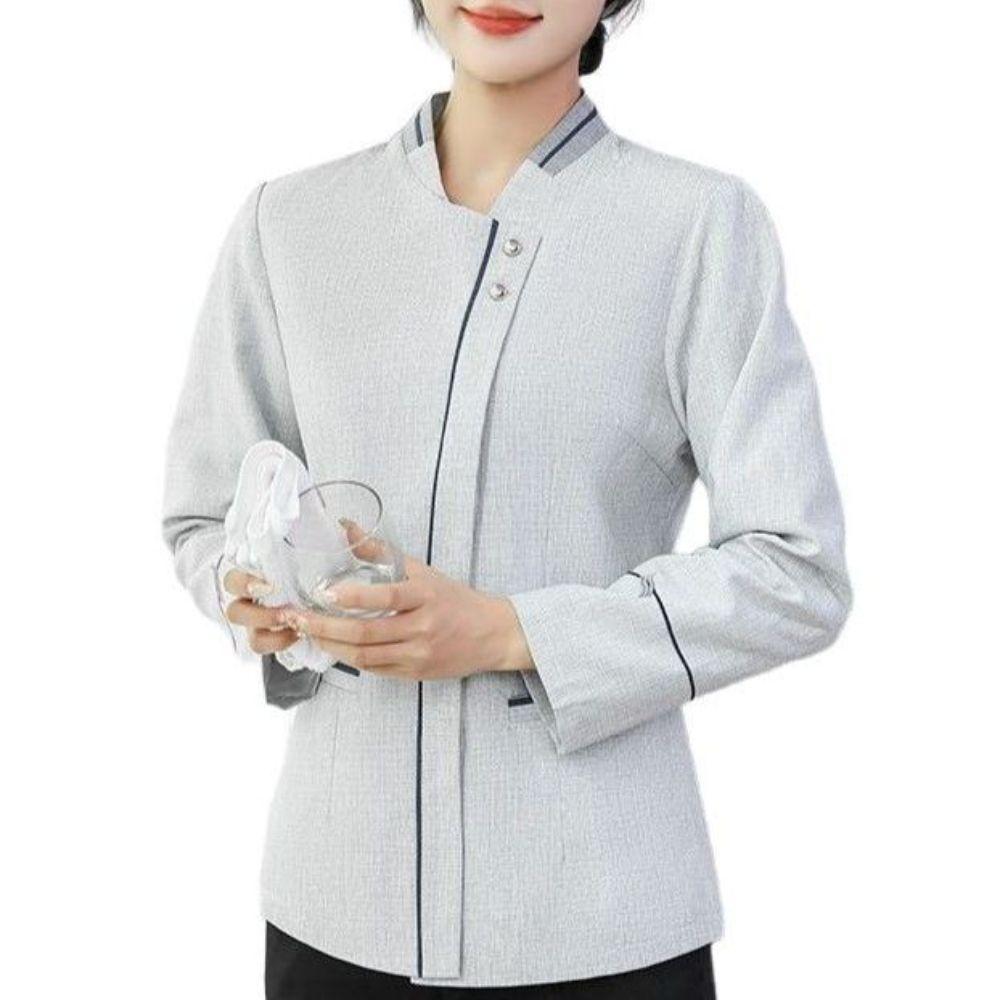 유니폼 여성 미화복 빌딩 옷 미화원 복 근무복 여성 연그레이 상의 L - 상품 이미지